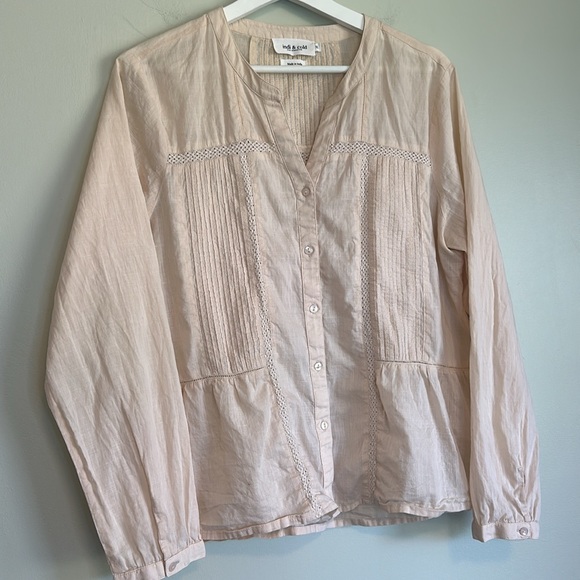 Cream/peach long sleeved button up blouse from indi&cold - Picture 2 of 6
